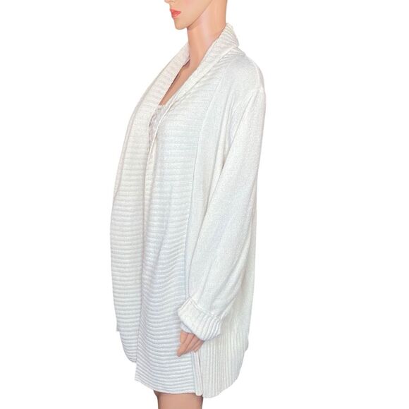 Seven7 Off White Open Front Cardigan Sweater Women Size 1X Oversized Long Length - Picture 2 of 6